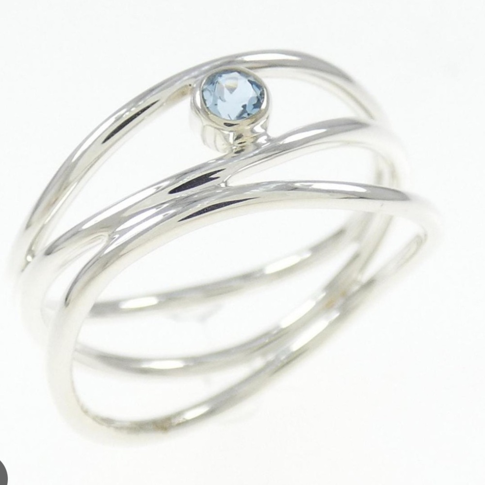 Tiffany Co Elsa Peretti aquamarine 3 row wave ring